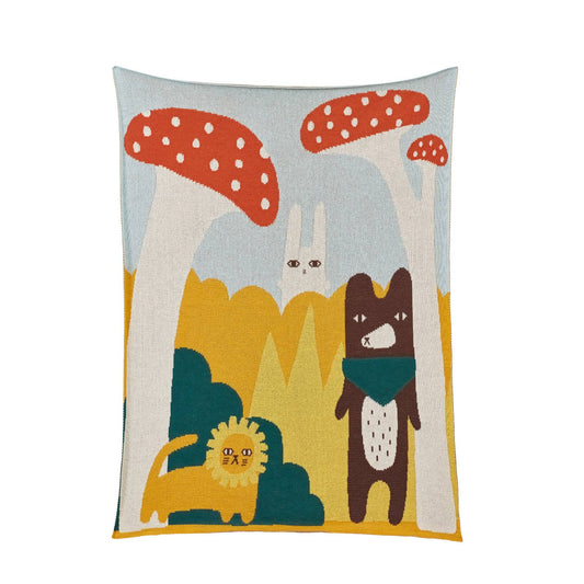 Trees and Creatures Cotton Mini Blanket by Donna Wilson