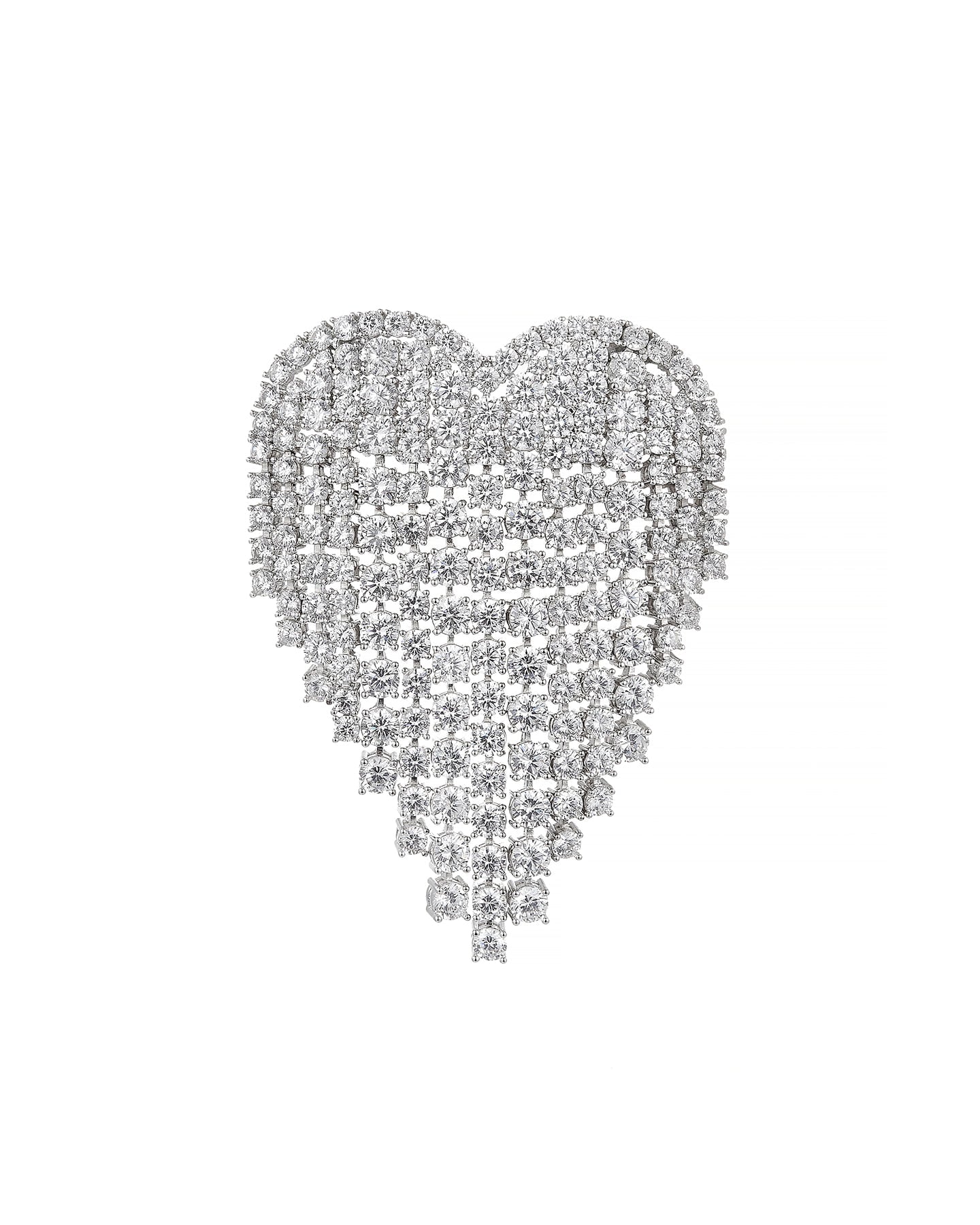 Crystal Drop Heart Brooch by Numbering