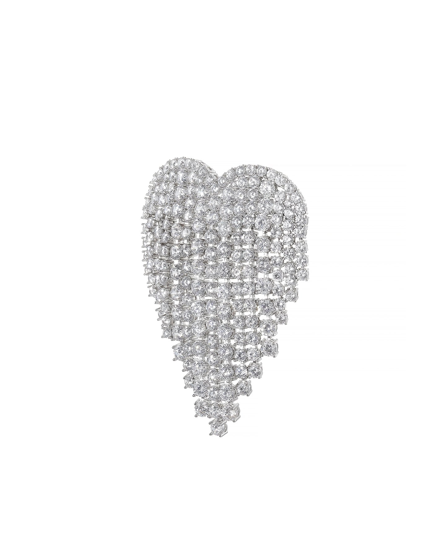 Crystal Drop Heart Brooch by Numbering