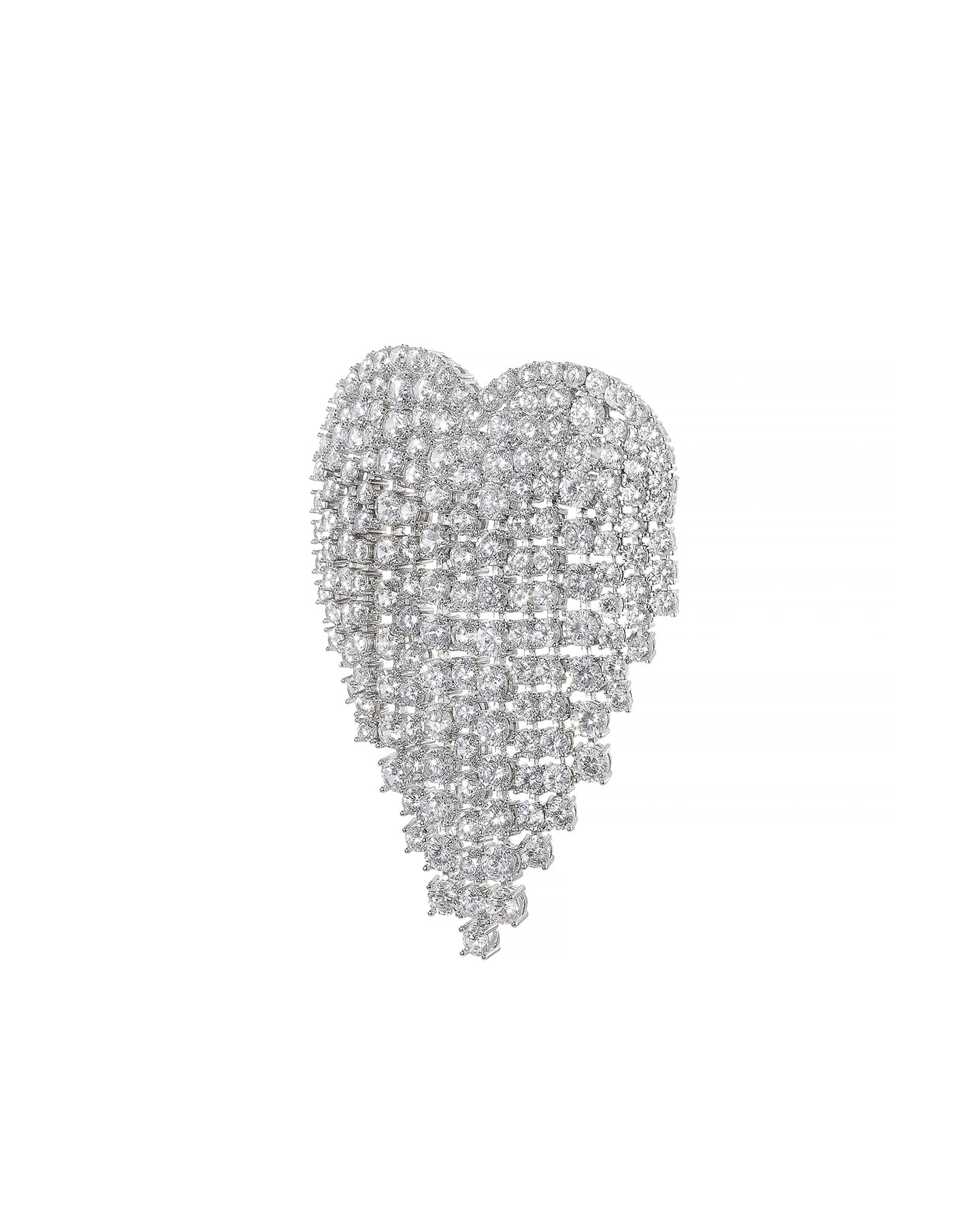 Crystal Drop Heart Brooch by Numbering