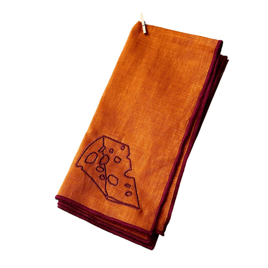 Linen Embroidered Napkins | Cheese - MAEGEN HOMEWARE