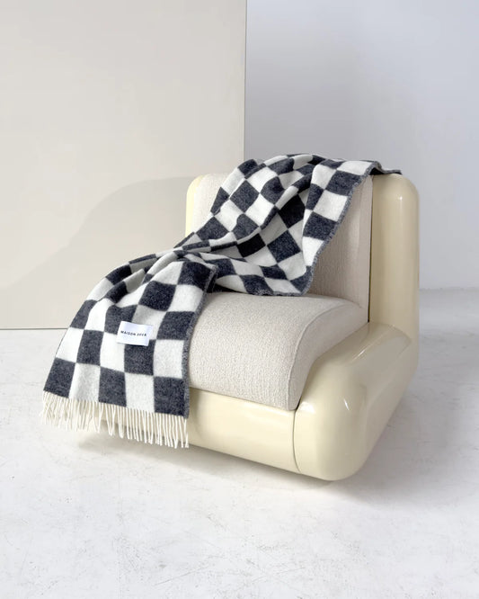 Checkerboard Blanket - Black White by Maison Deux