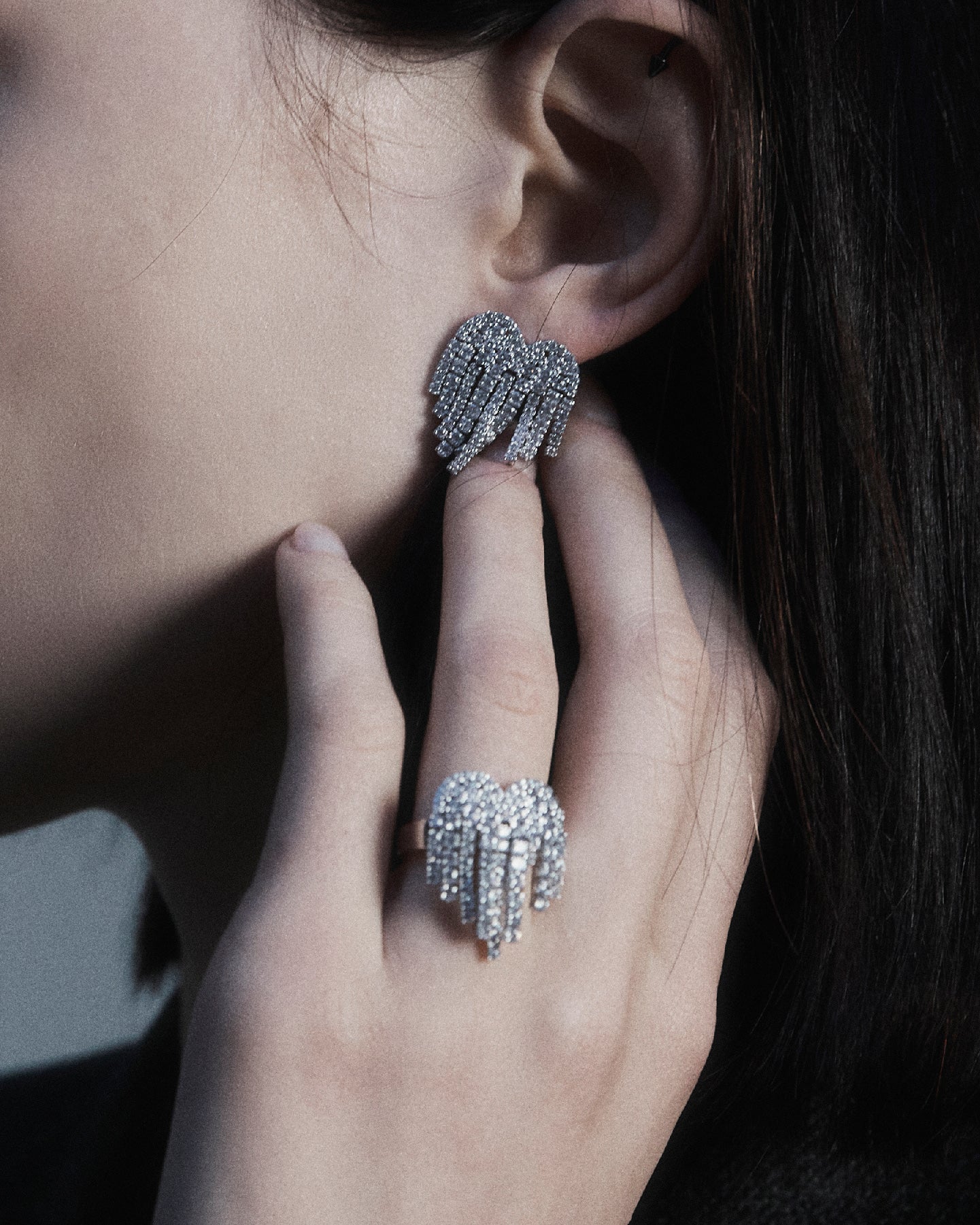 Crystal Drop Heart Ring by Numbering