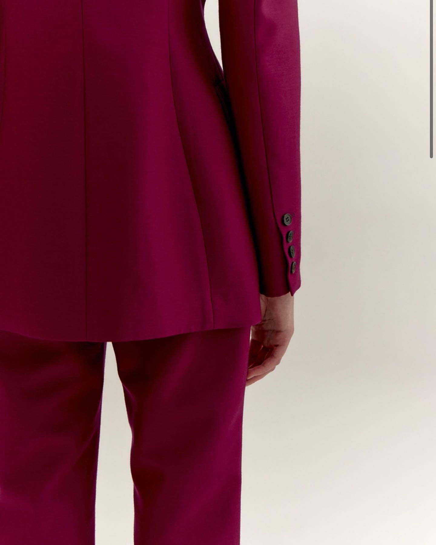 Wool Silk Double-Breasted Jacket- Fushcia Pink by LVIR