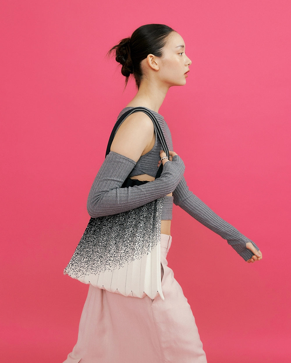 Shoulder Bag - White Black by PleatsMama