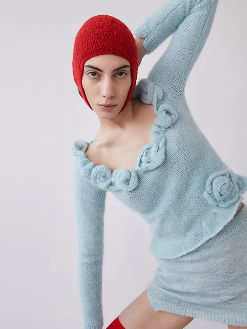 Saba Alpaca Blend Knit Top - LIght Blue by Tach