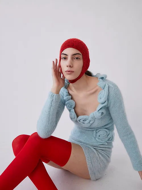 Saba Alpaca Blend Knit Top - LIght Blue by Tach