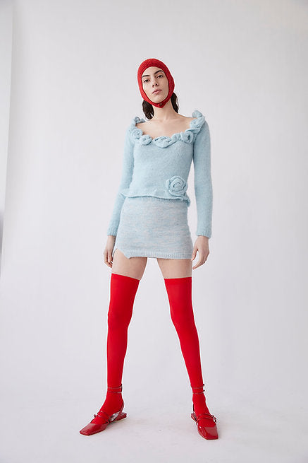 Saba Alpaca Blend Knit Top - LIght Blue by Tach