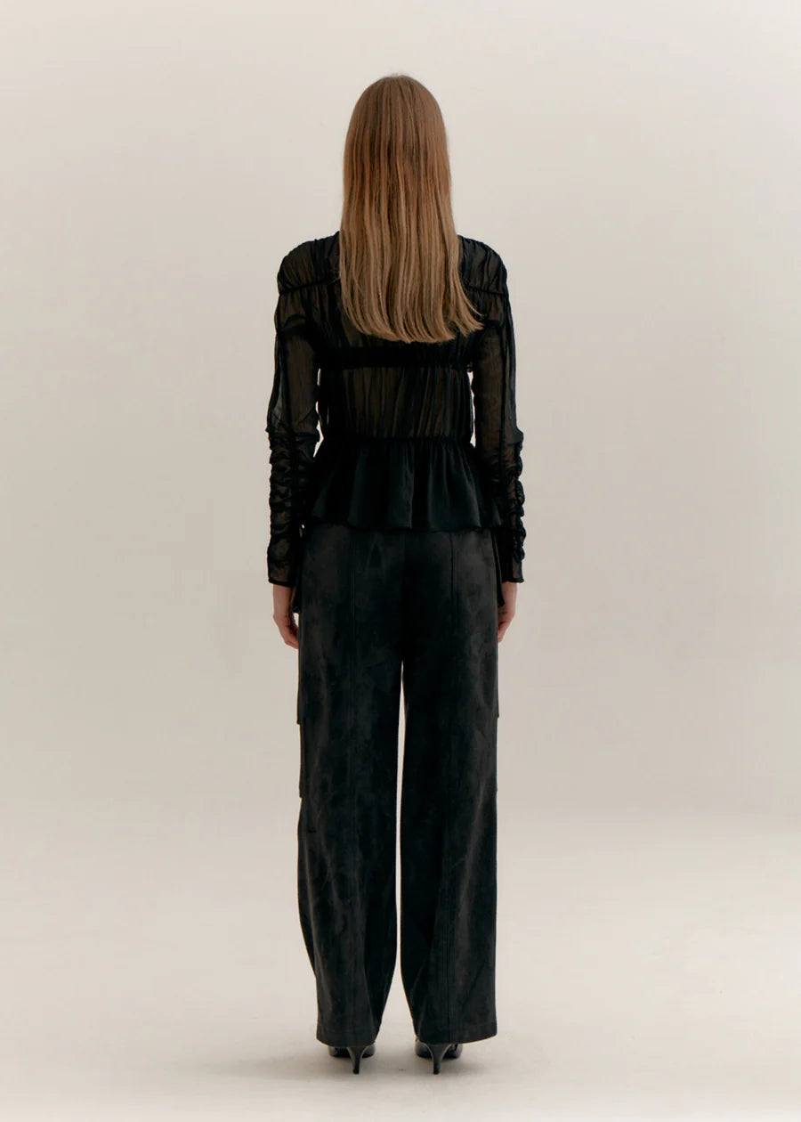 Chiffon Shirred Blouse - Black by LVIR