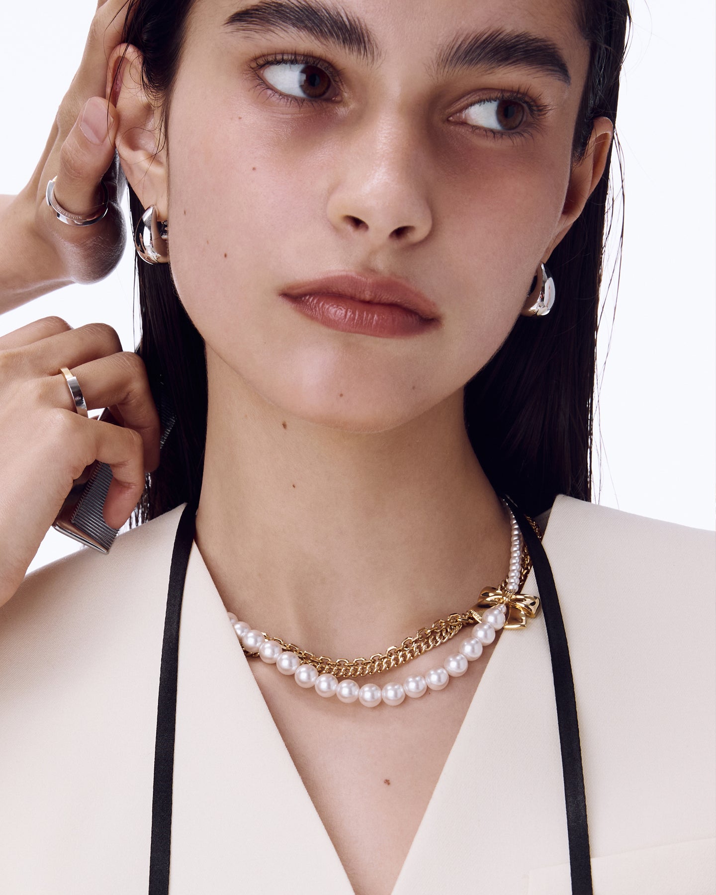 Ribbon Gradient Pearl Necklace #9742 Gold by Numbering