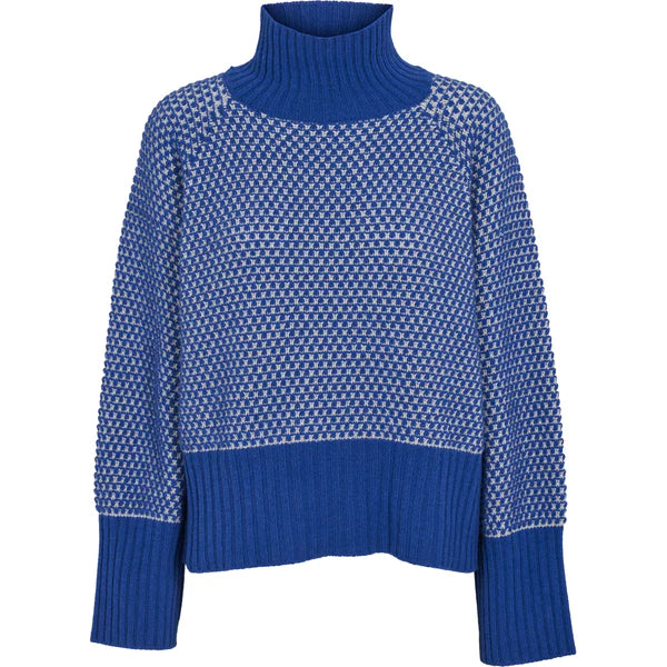 LIne 2 Colored T-Neck Sweater - Princess Blue by Basic Apparel