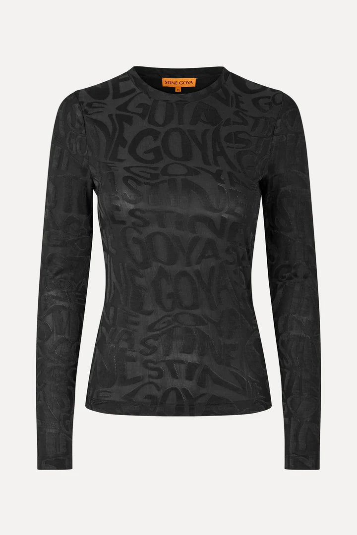Elastic Long Sleeve Top - Liquified Logo by Stine Goya