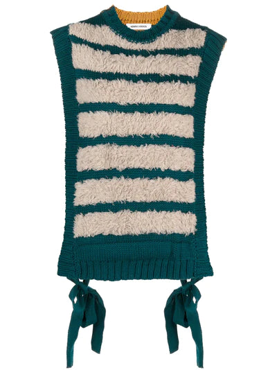 Fringe Knit Vest - Fringe Multi Stripes by Henrik Vibskov