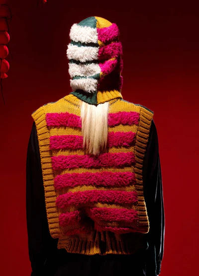 Fringe Knit Vest - Fringe Multi Stripes by Henrik Vibskov