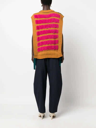 Fringe Knit Vest - Fringe Multi Stripes by Henrik Vibskov