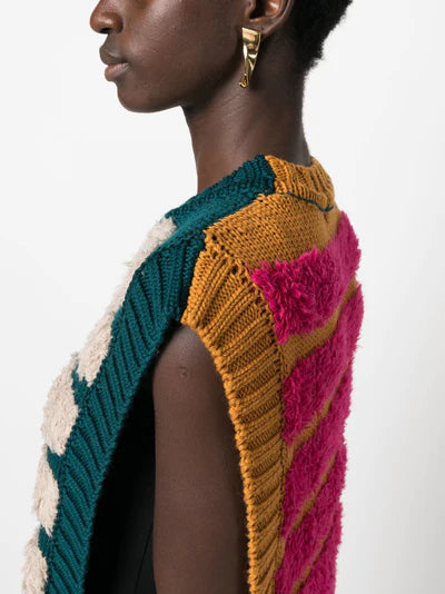 Fringe Knit Vest - Fringe Multi Stripes by Henrik Vibskov