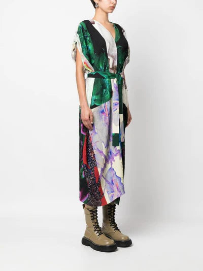 Cherry Plissé Kaftan in Tomato Hortensias by Henrik Vibskov