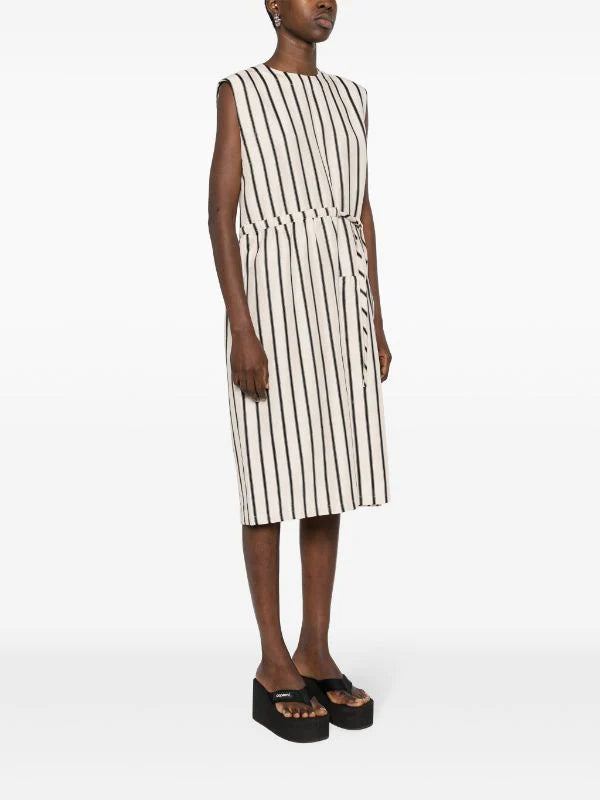 Mismatch Dress - Creme Black Stripe by Henrik Vibskov