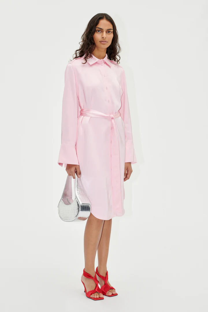 stine goya dress pink Stine Goya Amelia Sequin-embellished Recycled Polyester-blend Midi Dress In Dusty Pink
