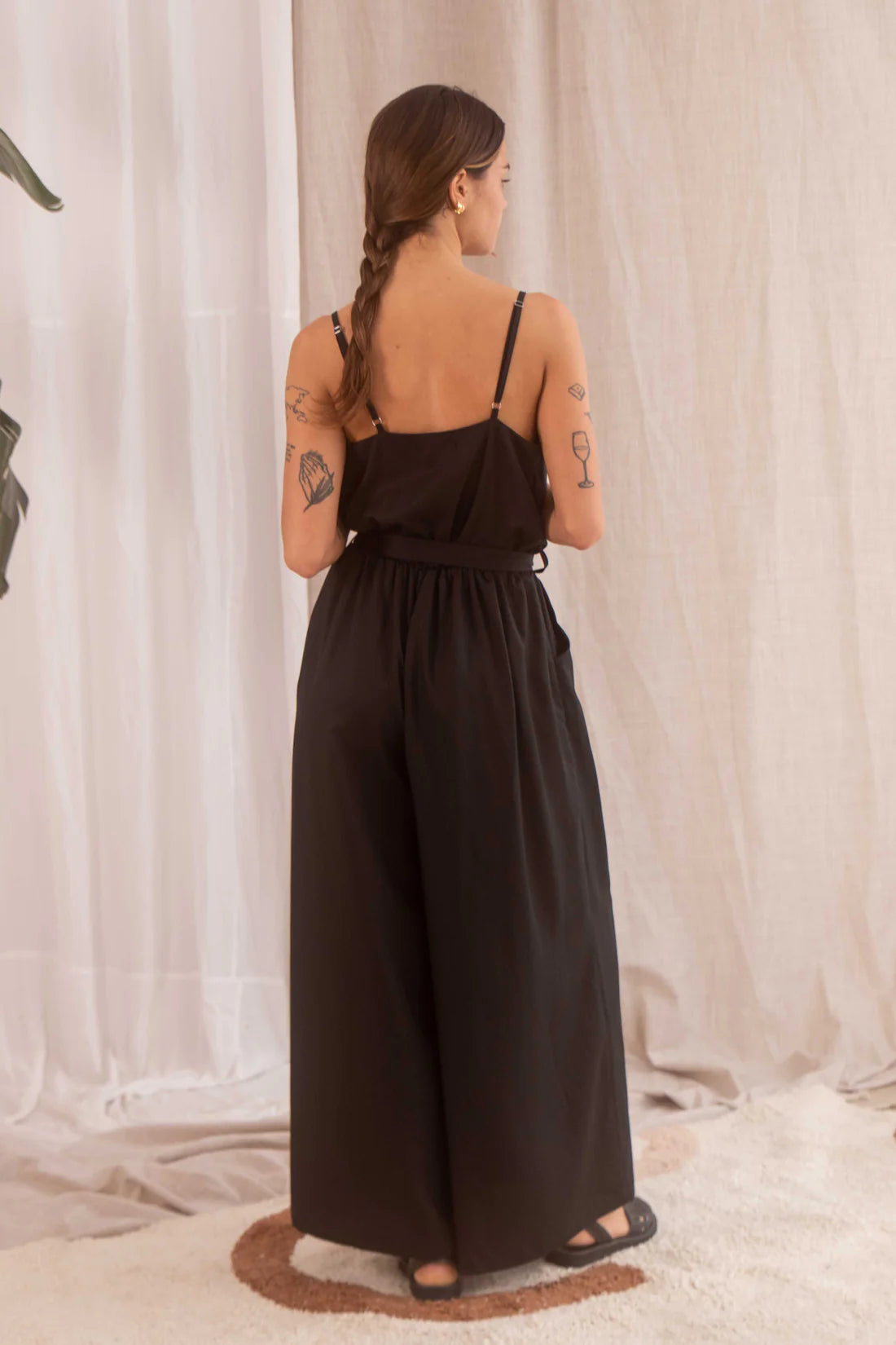 Black Tencel Wrap Jumpsuit by Cossac