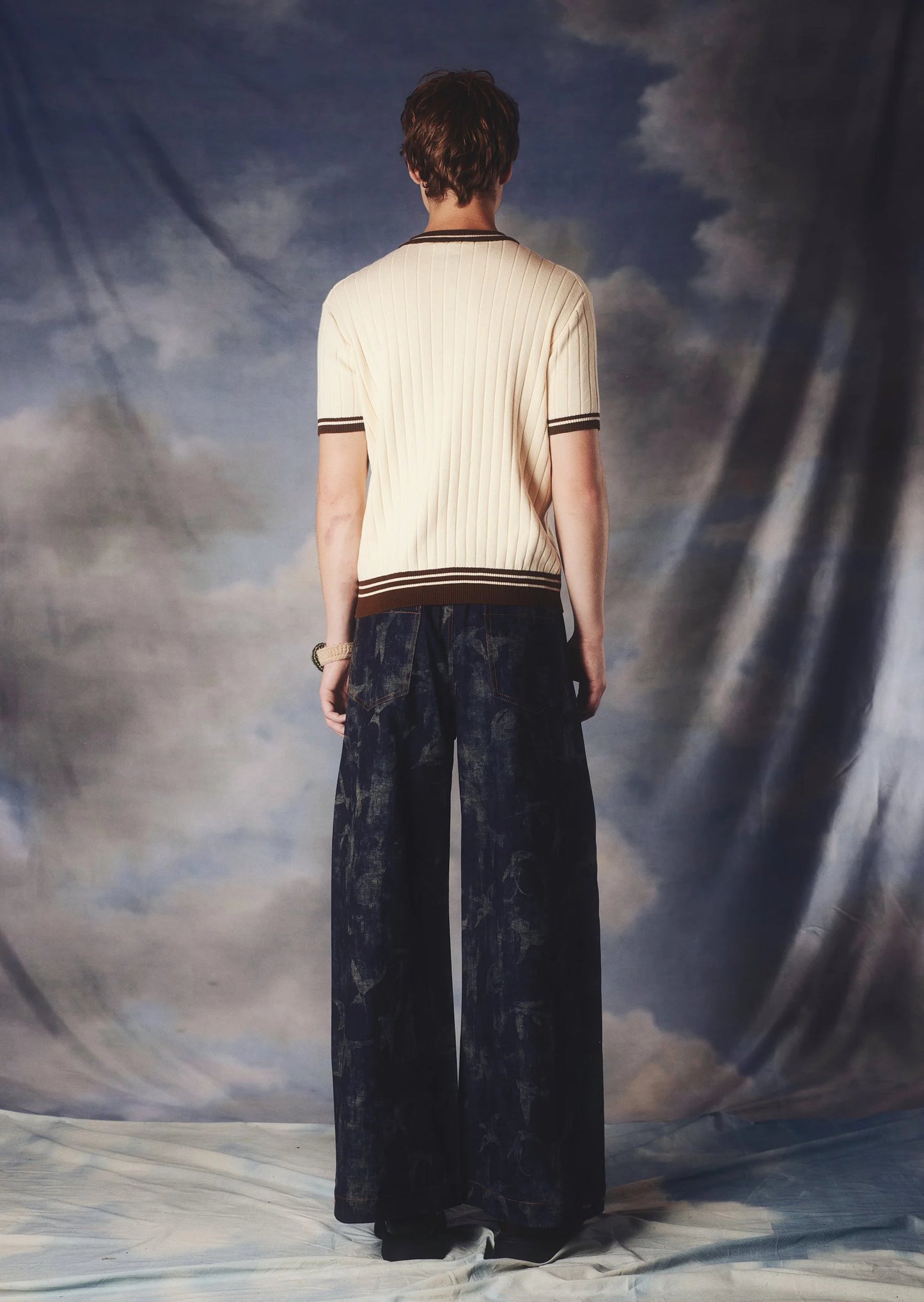 "Peeking Bird" Retro Rib T-Shirt - Toast & Cream by Kawakey