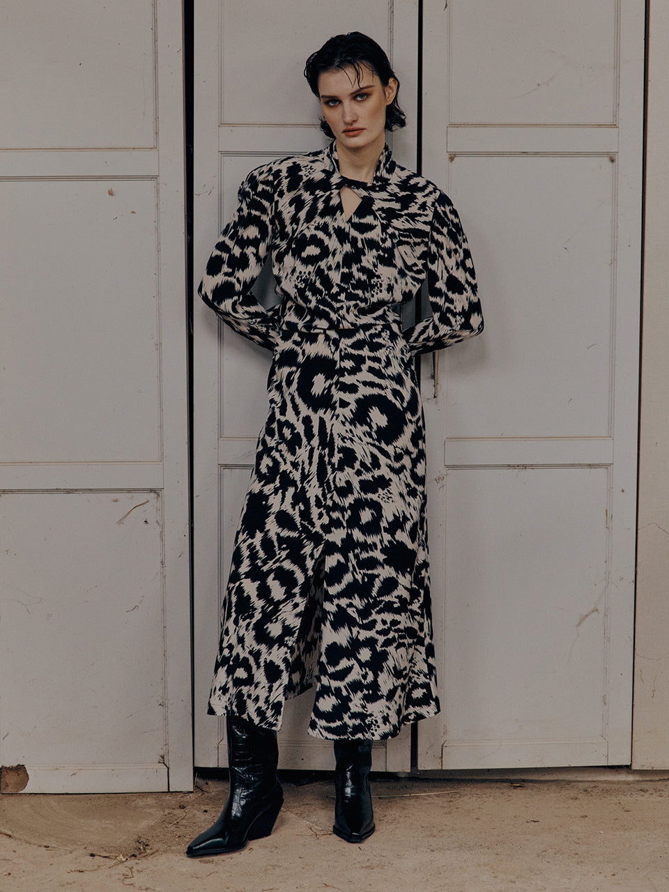 Leopard Print Twisted Dress by LVIR
