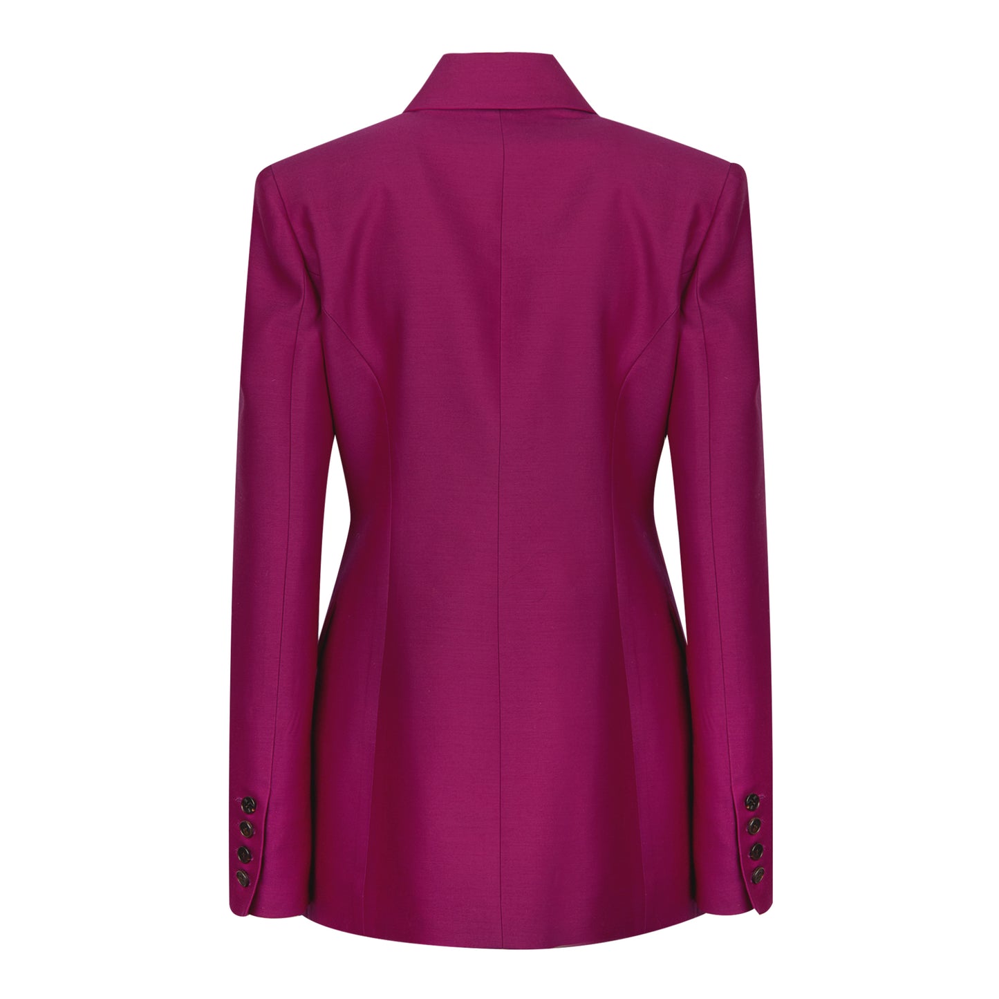 Wool Silk Double-Breasted Jacket- Fushcia Pink by LVIR