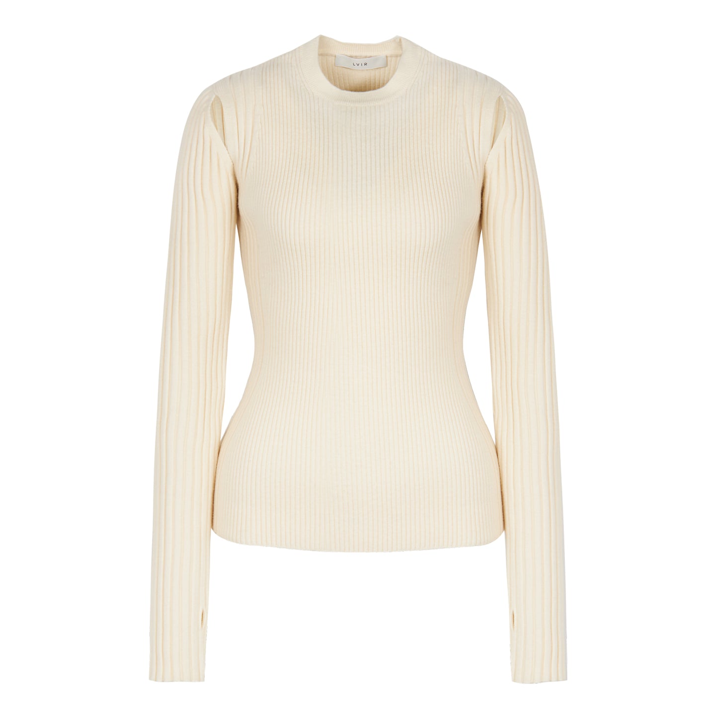 Wool Ribbed Slim Fit Knit - Cream by LVIR