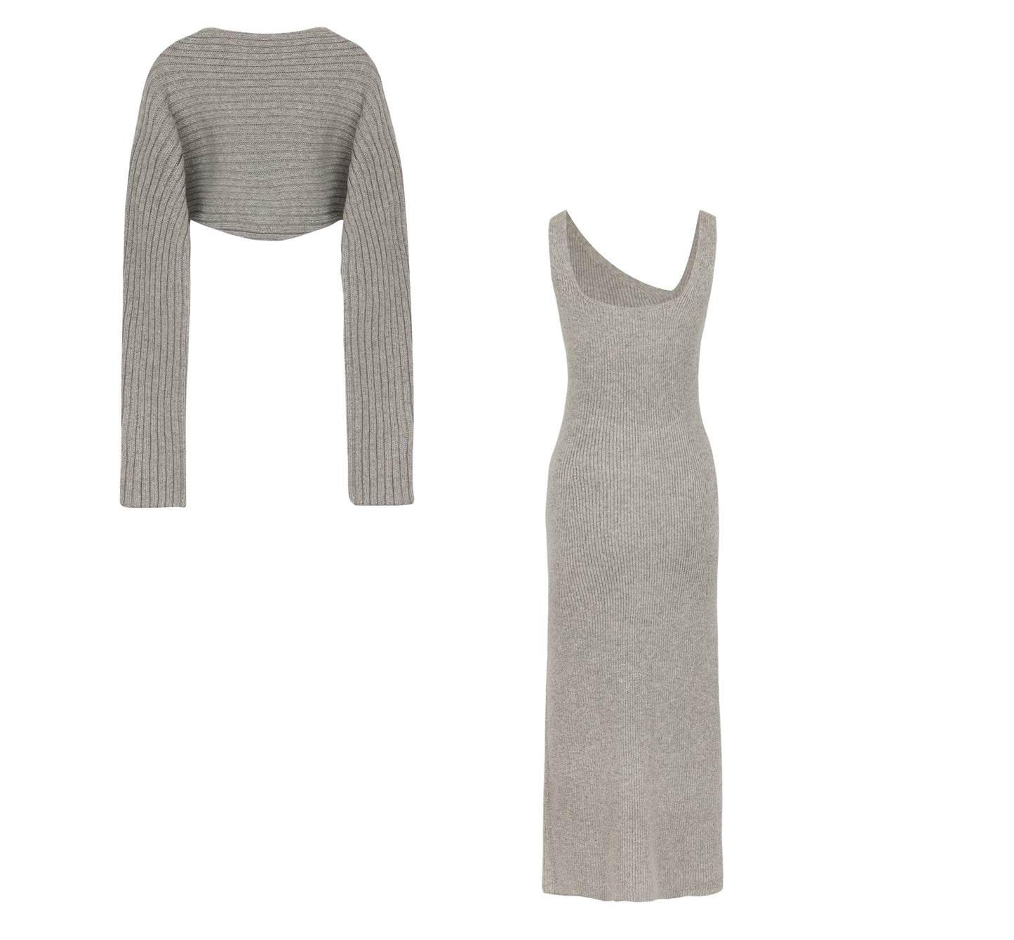 Asymmetry Sleeveless Knit Dress Bolero Set by LVIR