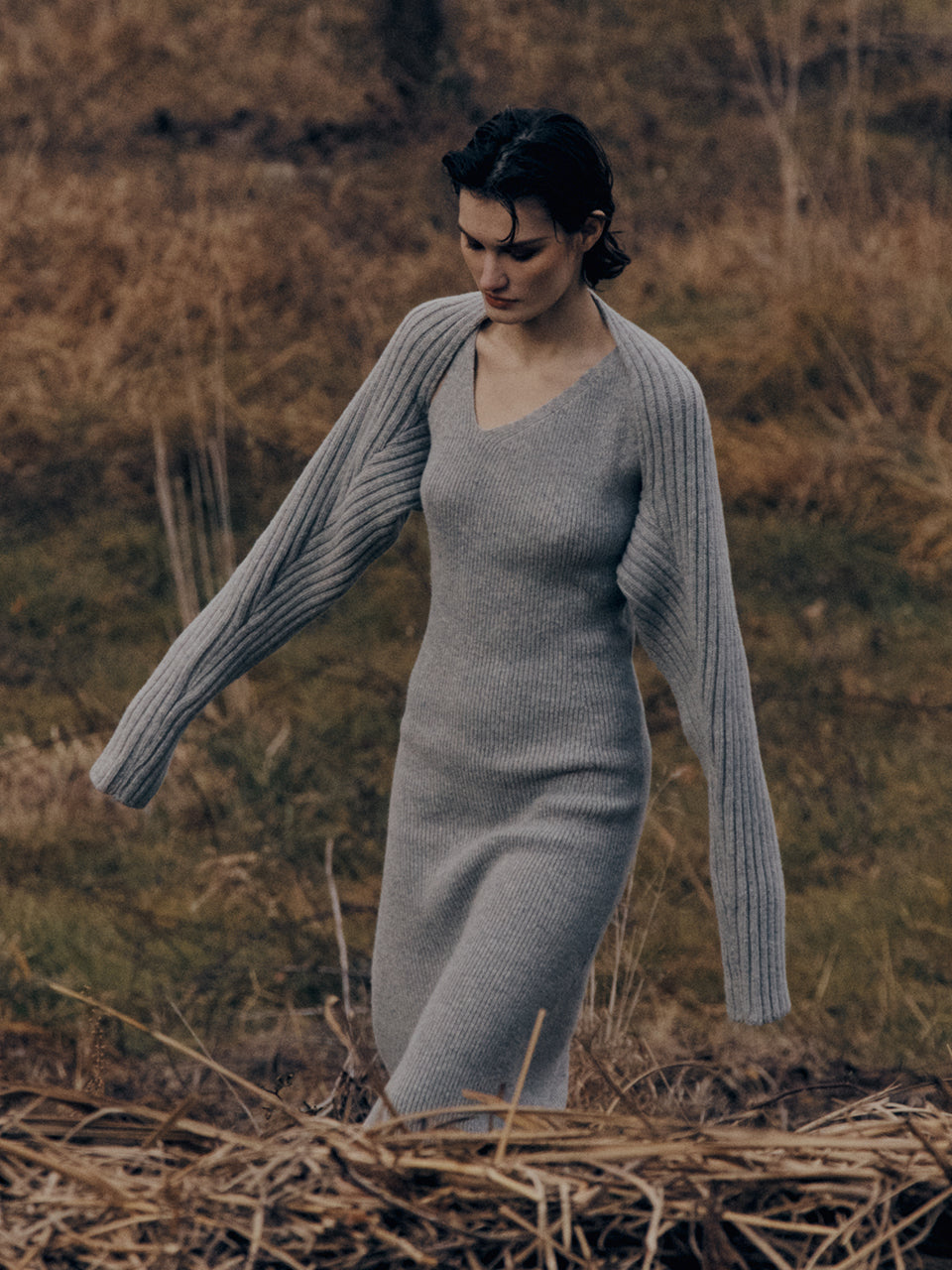 Asymmetry Sleeveless Knit Dress Bolero Set by LVIR