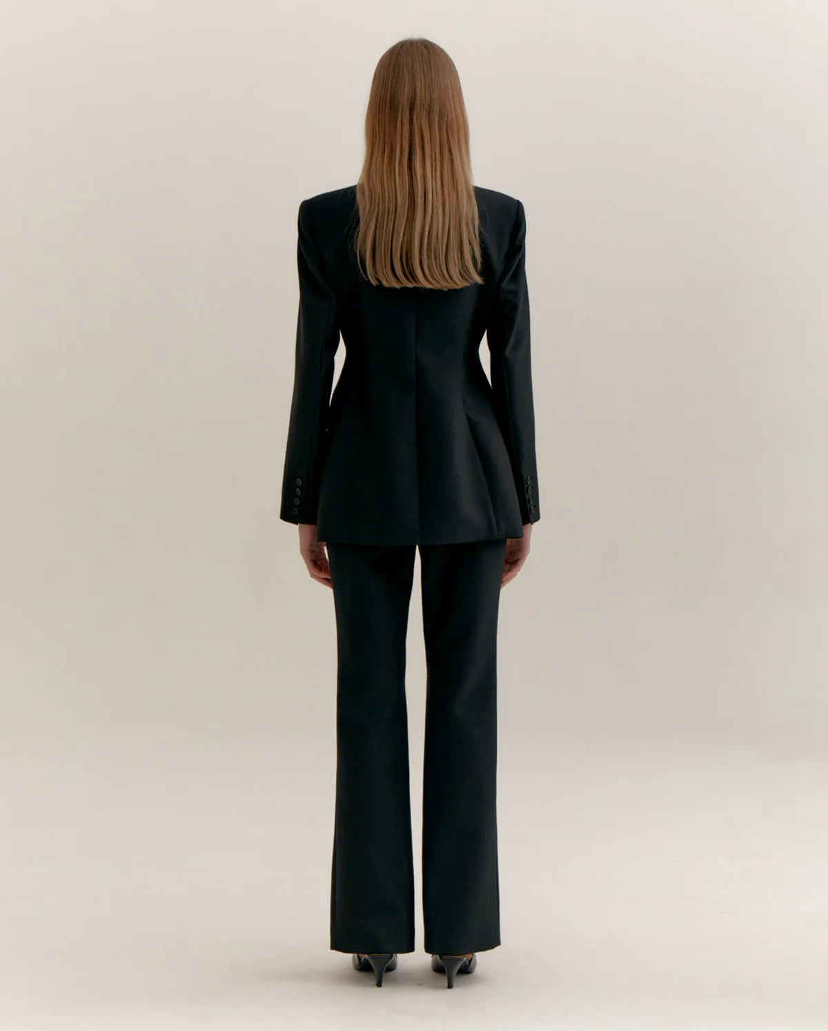 Wool Silk Front Slit Pants - Black by LVIR