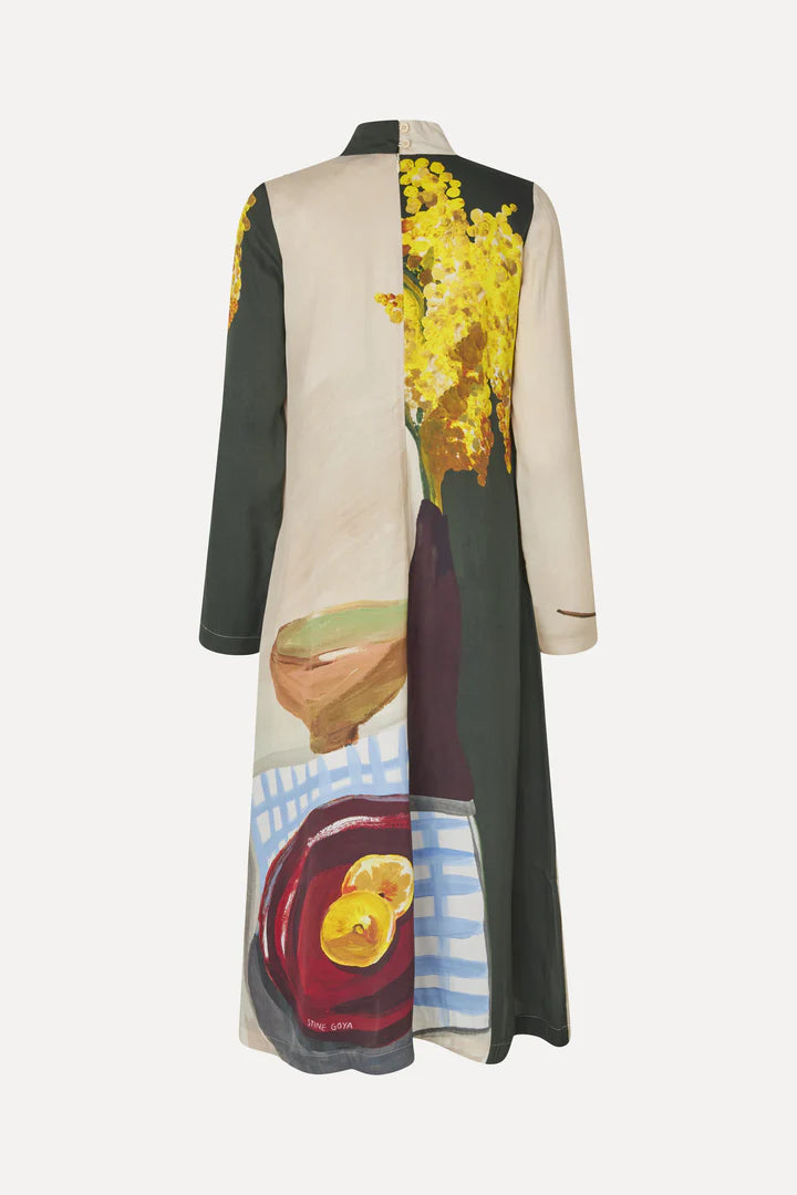 Long Sleeve Midi Dress - Lemons on a Plate by Stine Goya