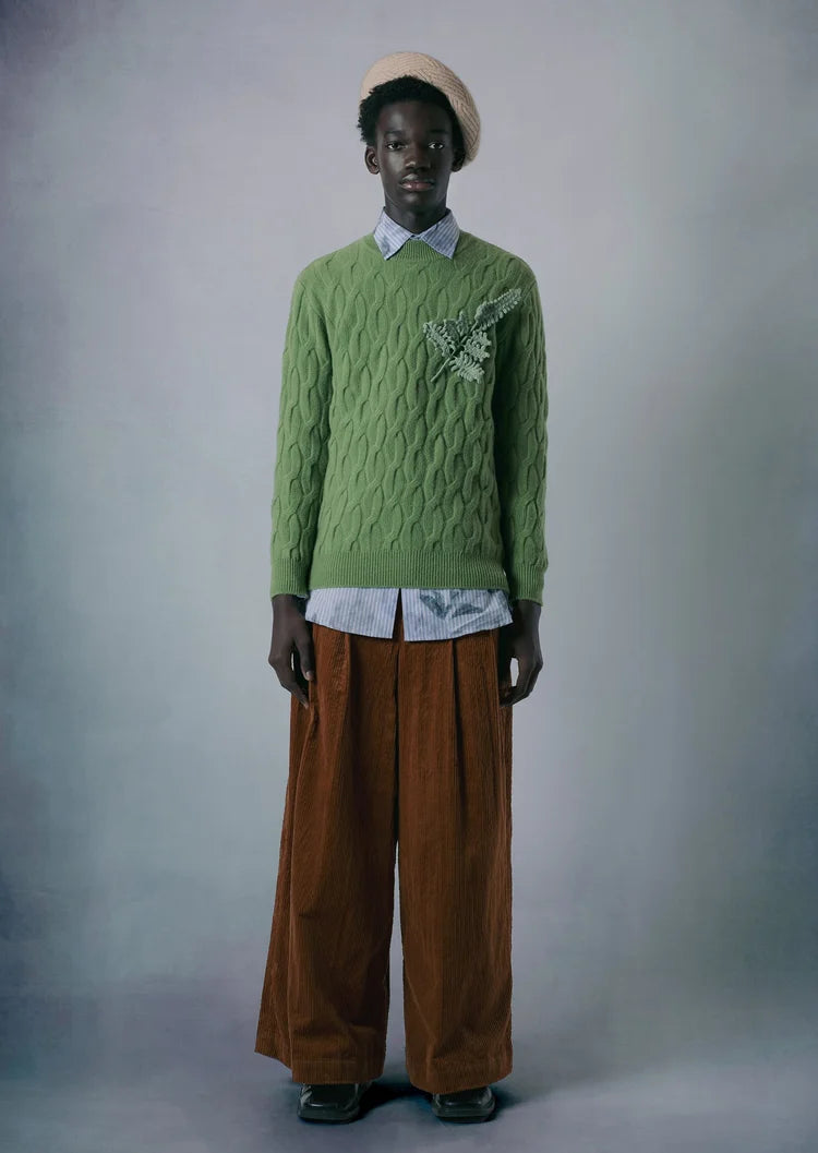 Fern Cable Jumper - Vintage Green by Kawakey