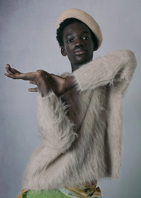 Fluffy Alpaca Jumper - Aged Beige by Kawakey