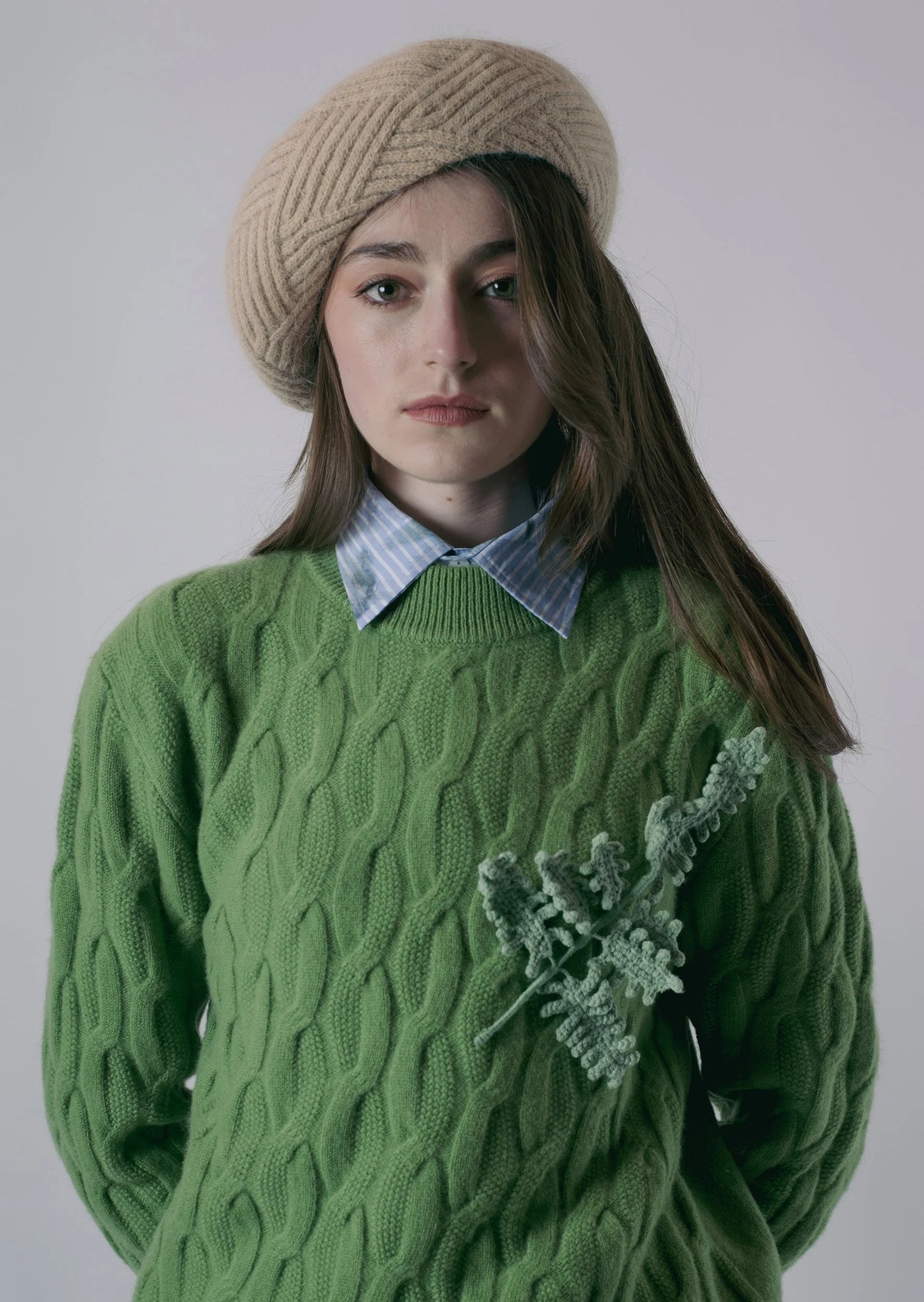 Fern Cable Jumper - Vintage Green by Kawakey
