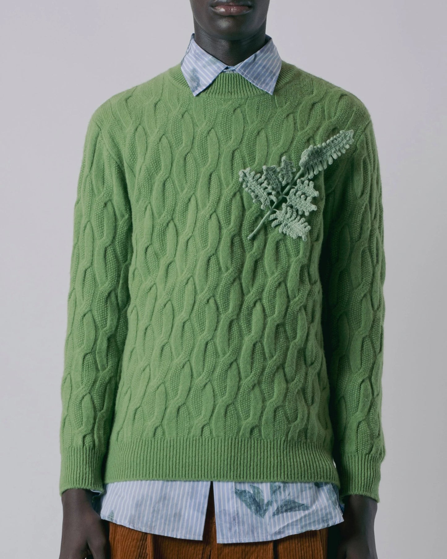 Fern Cable Jumper - Vintage Green by Kawakey