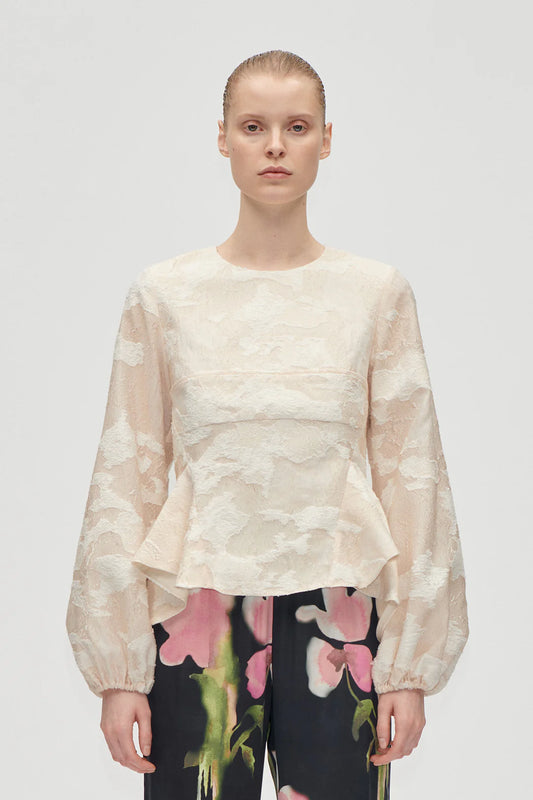 Romantic Ruffling Long Sleeve Top - Multiflowers by Stine Goya