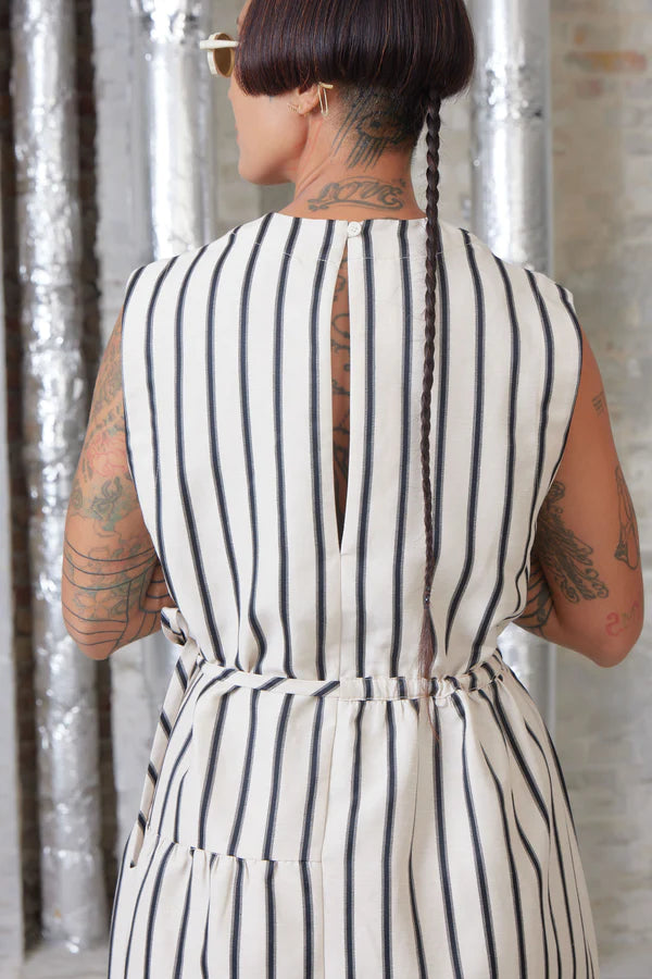 Mismatch Dress - Creme Black Stripe by Henrik Vibskov