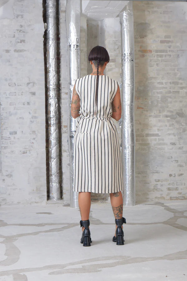 Mismatch Dress - Creme Black Stripe by Henrik Vibskov