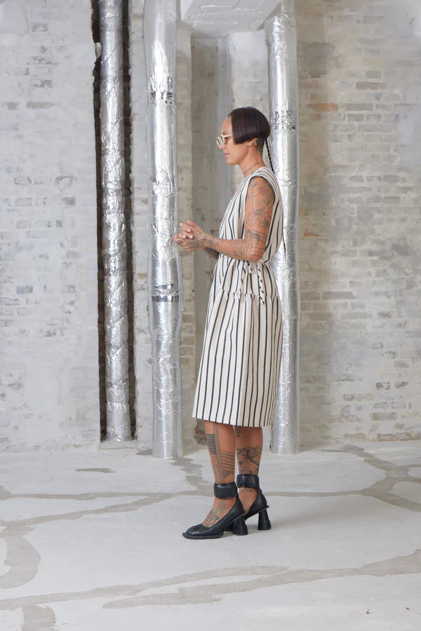 Mismatch Dress - Creme Black Stripe by Henrik Vibskov