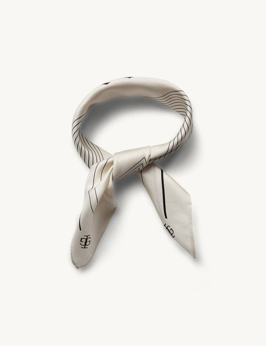 TG Silk Scarf - Cream/Black by The Garment