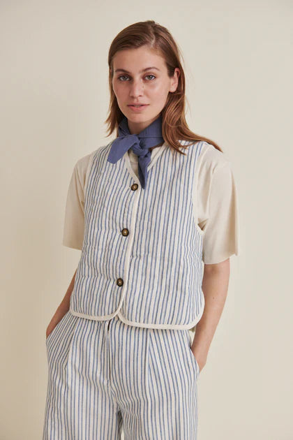 Trudie Vest - Birch/Classic Blue by Basic Apparel