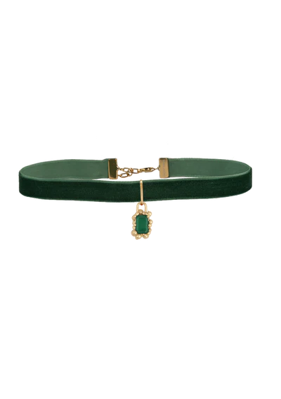 String of Orb Chronicles Choker Green Agate - Gold by House of Vincent