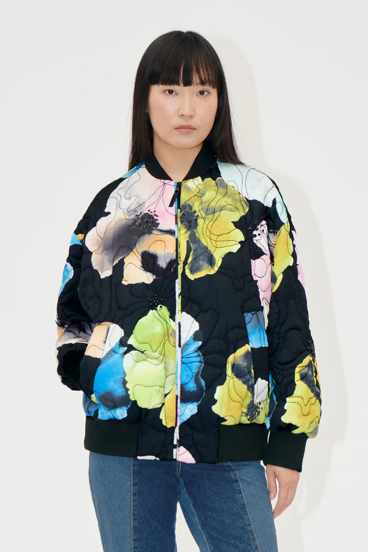 Voluminous Bomber Jacket - Watercolor Bloom by Stine Goya