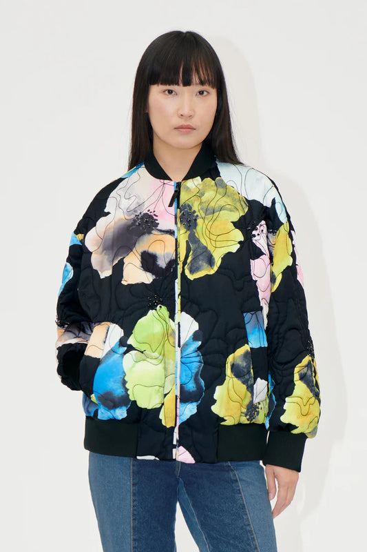 Voluminous Bomber Jacket - Watercolor Bloom by Stine Goya