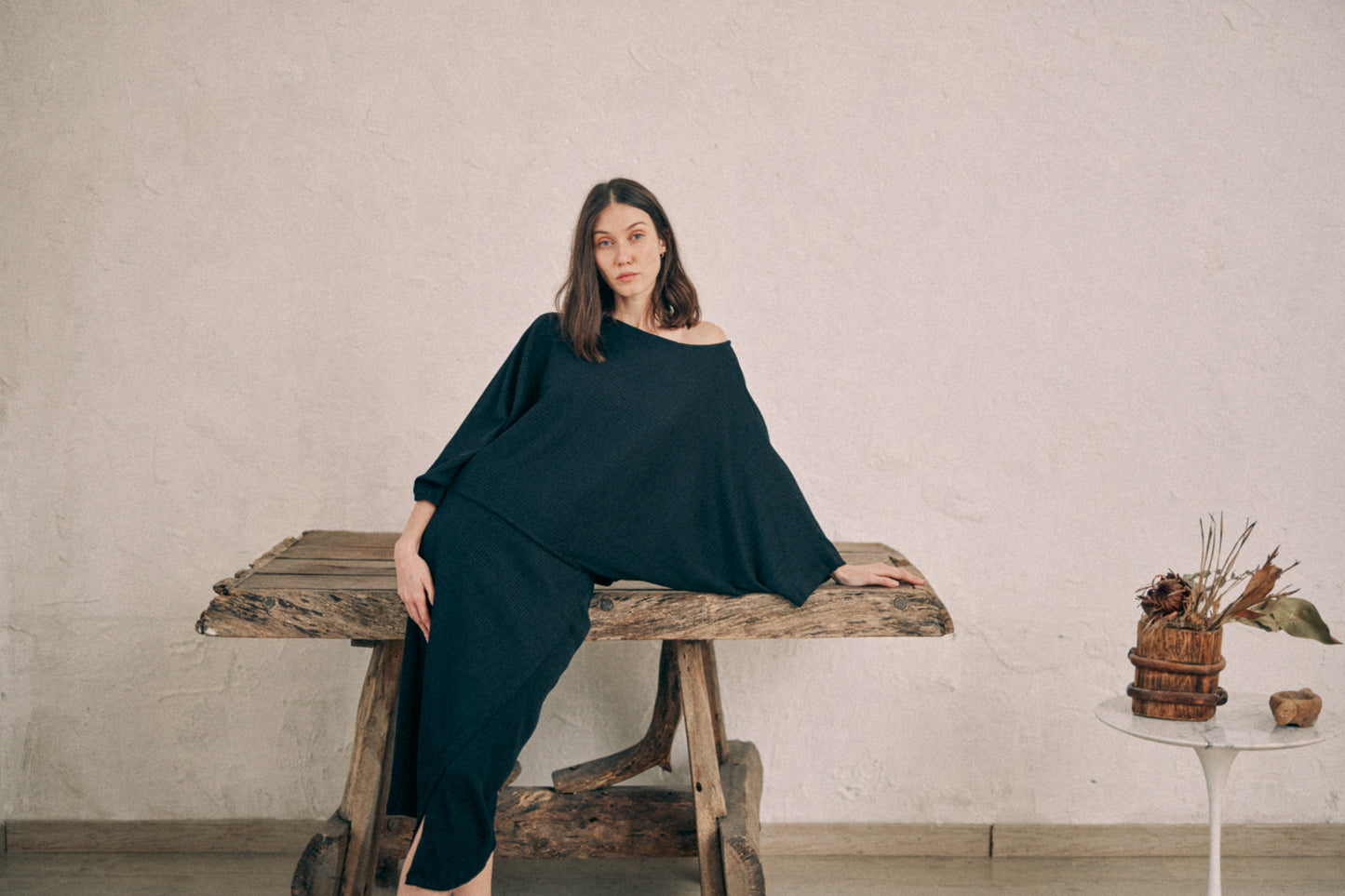 Black Wrap Skirt by Cossac