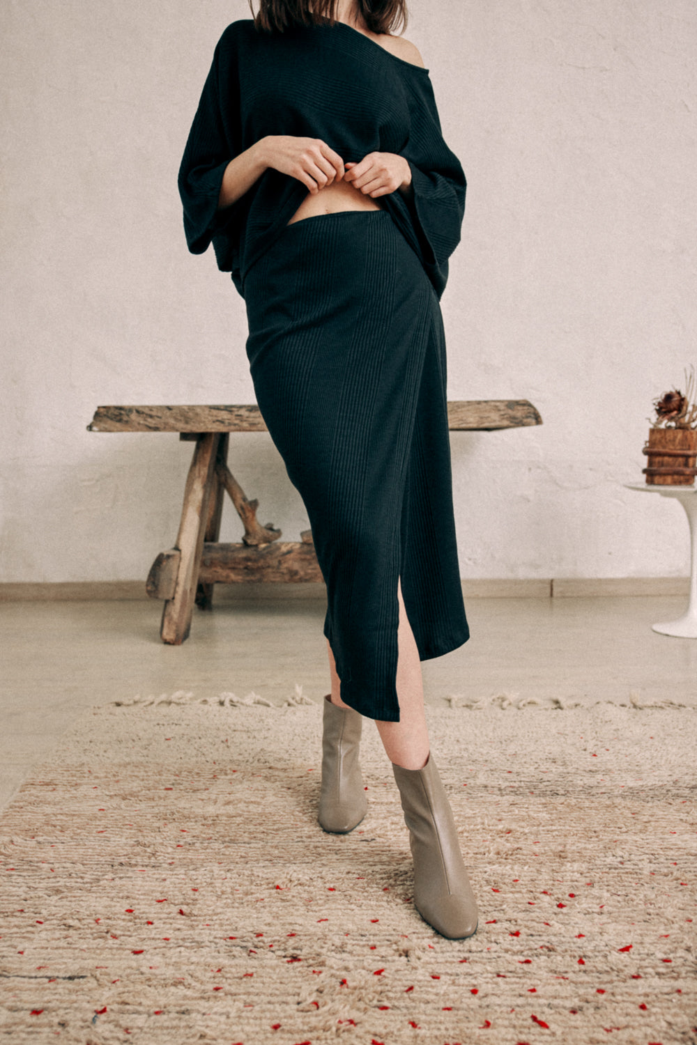 Black Wrap Skirt by Cossac