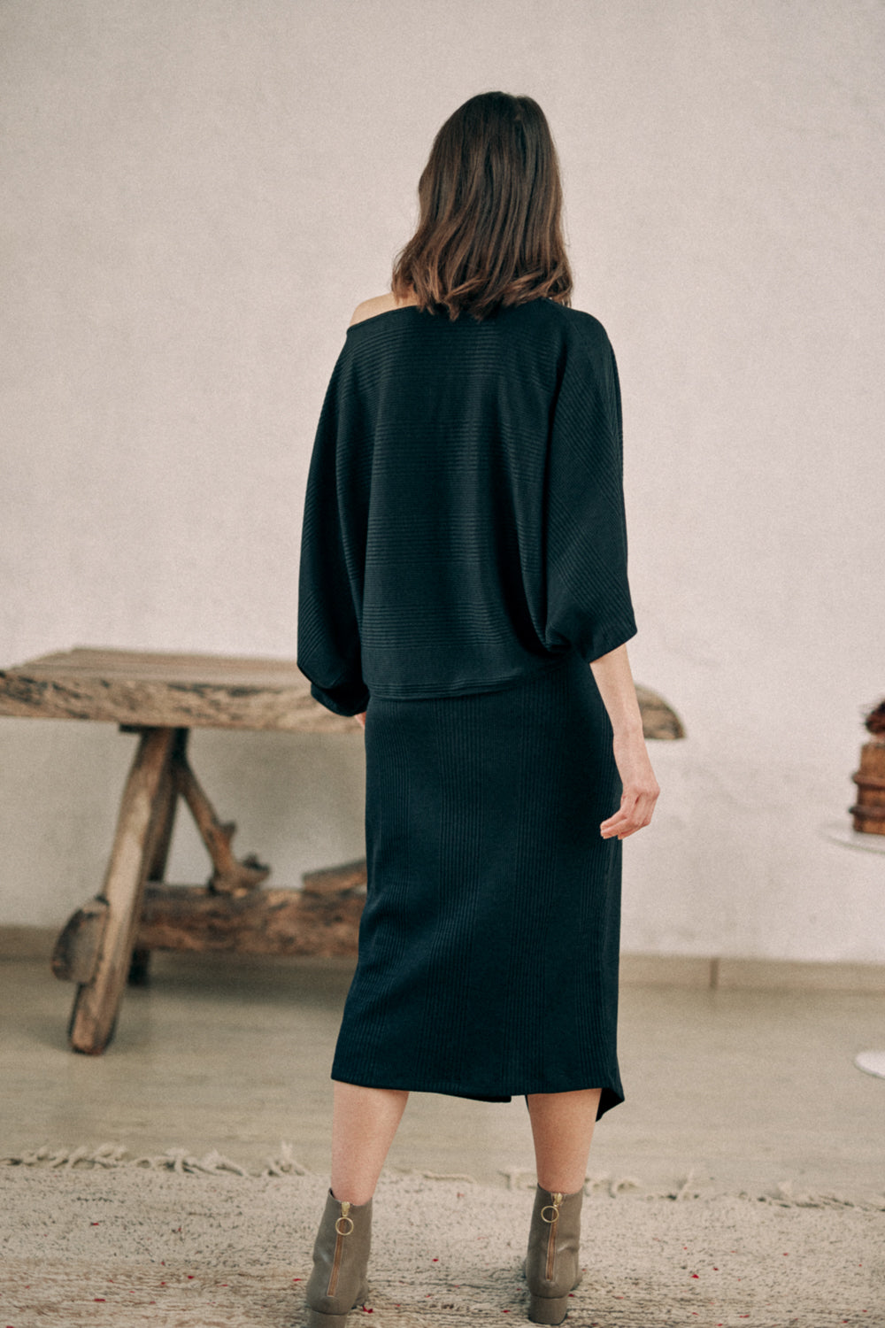 Black Wrap Skirt by Cossac