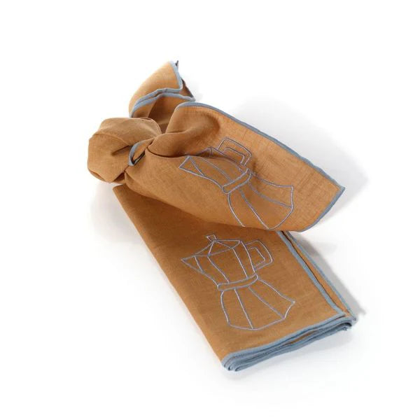 Linen Embroidered Napkins | Cafetiere - MAEGEN HOMEWARE