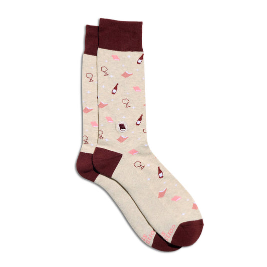 Socks that Give Books (Beige Books and Wine): Medium